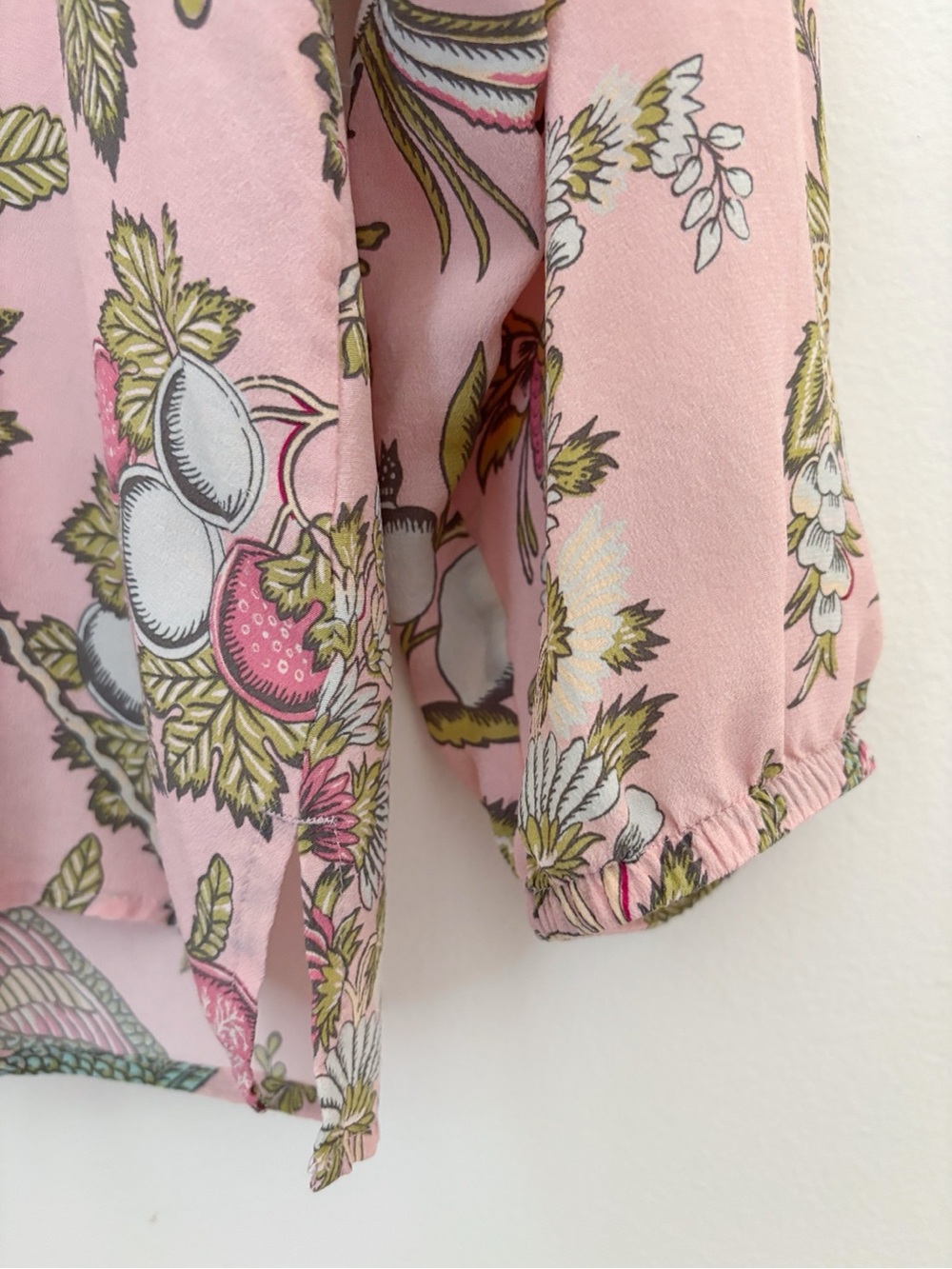 Spartina Pink Floral Cora Silk Popover Blouse Large - Picture 5 of 8